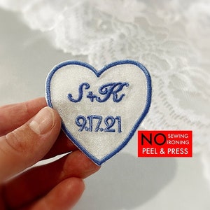 Personalized Wedding Dress Patch / Embroidered Something Blue Patch / Wedding Keepsake from Parents for Bride / For daughter wedding gift