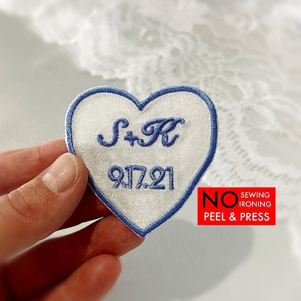 Personalized Wedding Dress Patch / Embroidered Something Blue Patch / Wedding Keepsake from Parents for Bride / For daughter wedding gift