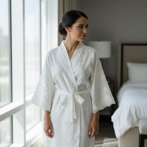 Custom Bridal Satin Robe / Repurposed entirely from your wedding dress / Personalized Robe with Lace made from Your Wedding Dress