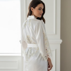 Custom Bridal Satin Robe / Repurposed entirely from your wedding dress / Personalized Robe with Lace made from Your Wedding Dress