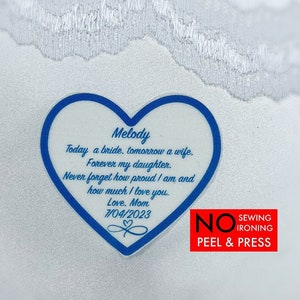 Personalized Wedding Dress Patch / Something Blue from me to you / Wedding Keepsake from Mom for the Bride / For daughter wedding gift