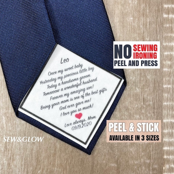 Customized Tie Patch for the Groom / Wedding Gift Keepsake For Groom from Mom / Customized Patch for Ties / Custom Text Tie Patch for son