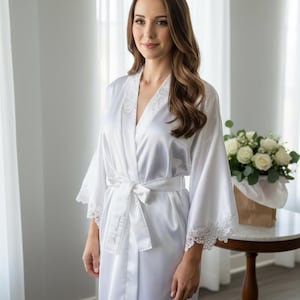 Custom Bridal Satin Robe / Repurposed entirely from your wedding dress / Personalized Robe with Lace made from Your Wedding Dress