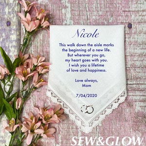 To My Daughter On Her Wedding Day / Personalized Wedding Handkerchief For My Daughter / Wedding Gift From Mom to Daughter on Wedding Day