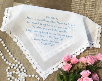 To My Daughter in law wedding gift / Personalized Embroidered Handkerchief for Daughter-in-Law – Wedding Gift, Custom Message Keepsake