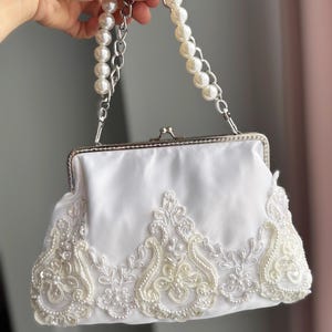 Repurposed Bridal Clutch from Moms Dress / Wedding Dress Clutch / Wedding Purse made from Moms wedding dress / repurposed keepsake