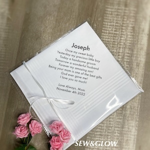 To My Son On His Wedding Day / Wedding Handkerchief for My Son / Wedding Personalized Gift for my Son / Gift for the Groom on Wedding Day