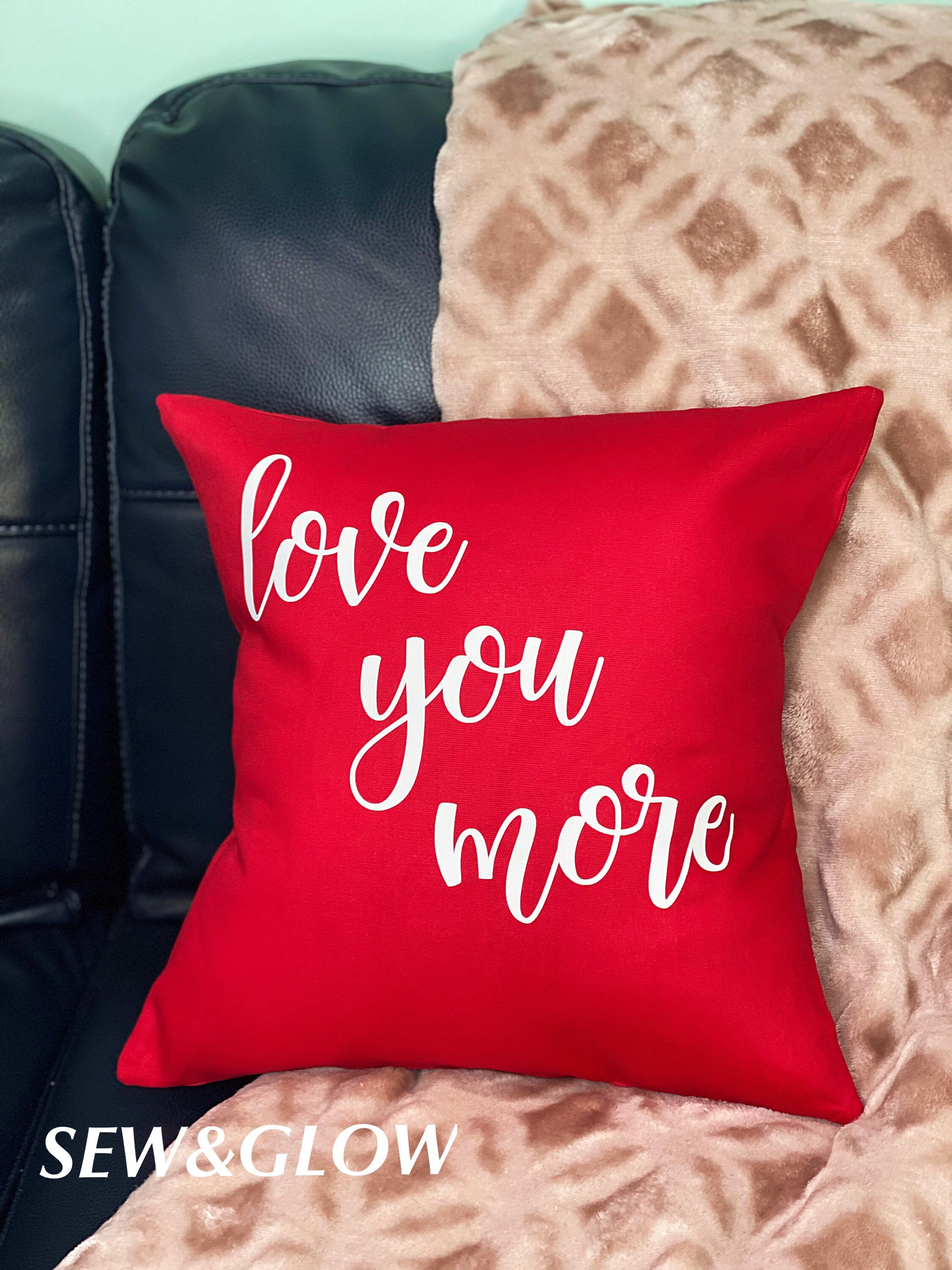 Love You More Pillow With Initials / Valentines Day Gift for Etsy