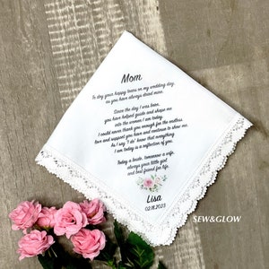 Mother of the Bride Wedding Gift / Personalized Wedding Handkerchief for Mom of the Bride / Wedding Gift For Mom / Wedding Keepsake