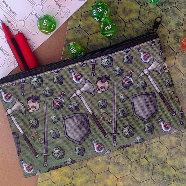 Dungeons and Dragons Pencil case , Dice bag , gaming accessory bag