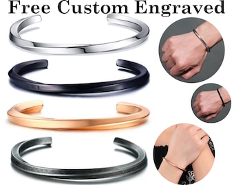 Personalised Mobius Infinity Nappa Leather Friendship Bracelet Hand Engraved Gift Mathematical Jewellery Unique Gift for Him /& Her