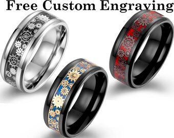 mens gear ring jewelry