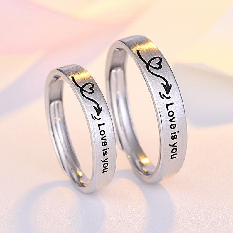 Liebe ist Sie Sterling Silber Paare Ringe Versprechen Ringe Etsy