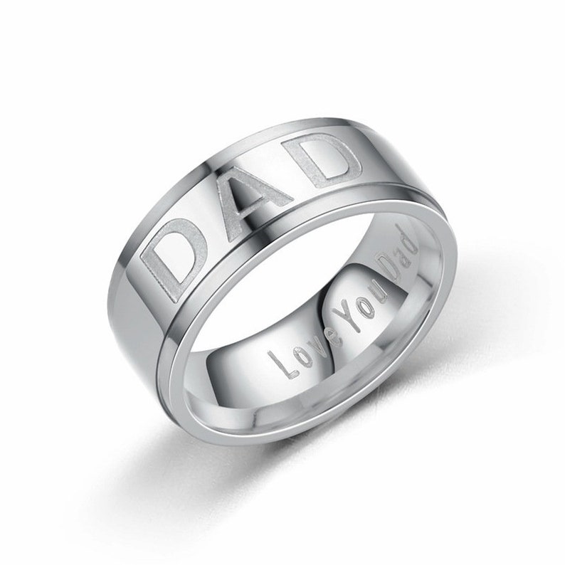 8MM Titanium steel DAD Ring,Ring for Dad,Personalized Ring,Father/'s Day Gift,Free Laser Lettering,Custom Name,Black,Gold,Rose Gold