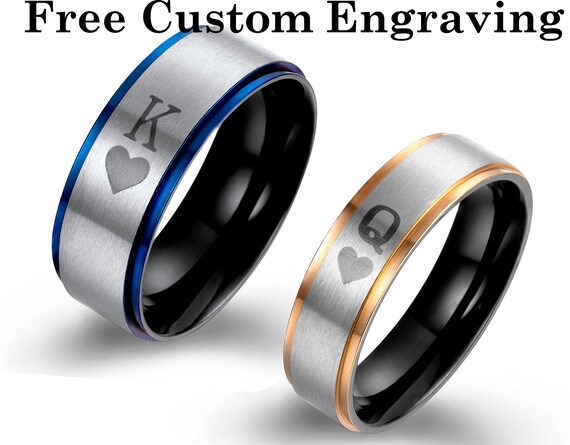 His /& Hers Conjunto de Boda de Titanio Banda Anillos Para Hombre Damas /"te amo/" grabada