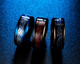 Silberne keltische Drachen-Hochzeitsband-Ringe der kühlen Titan Edelstahlmänner 