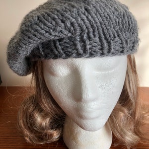Outlander Inspired Handmade Scottish Tam in Bulky Grey Acrylic