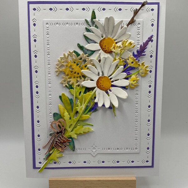 Tim Holtz Wildflower stems card for birthday, anniversary, get well, new home, thank you, or any other special occasion.