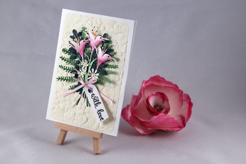 Handmade With Love Lily Bouquet Card for Valentines Day Etsy