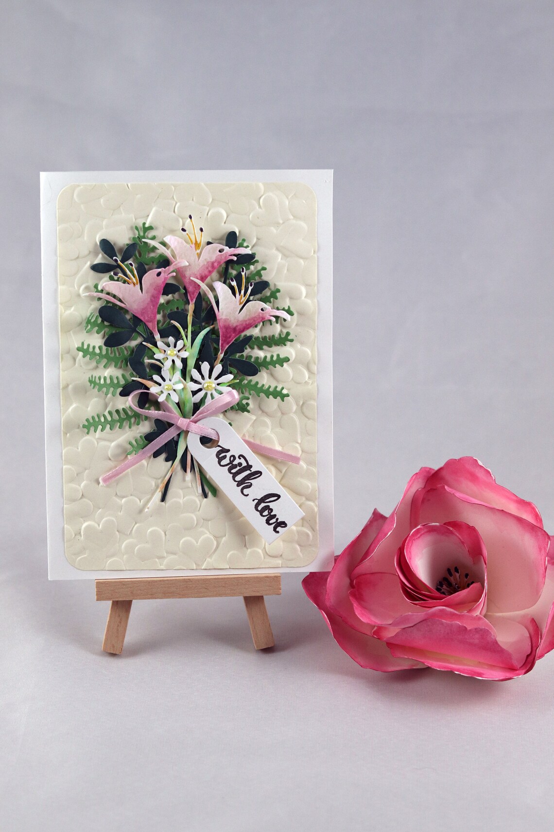 Handmade With Love Lily Bouquet Card for Valentines Day Etsy