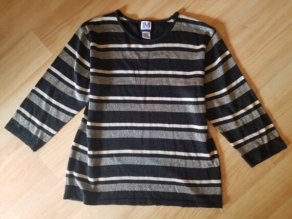Vintage Metallic Striped Sweater