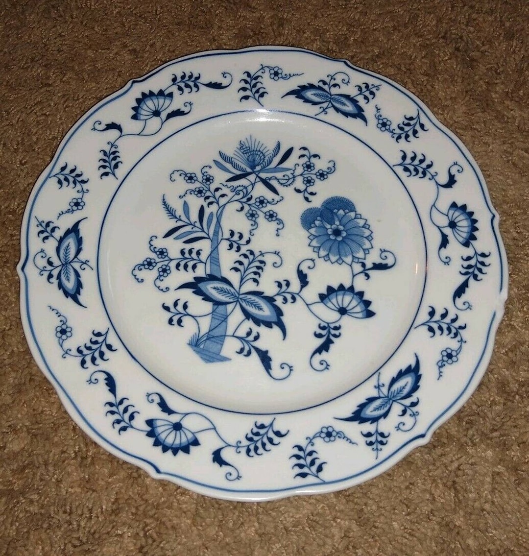Blue Onion Blue Danube Dinner Plate Ribbon Mark Small Chip Etsy