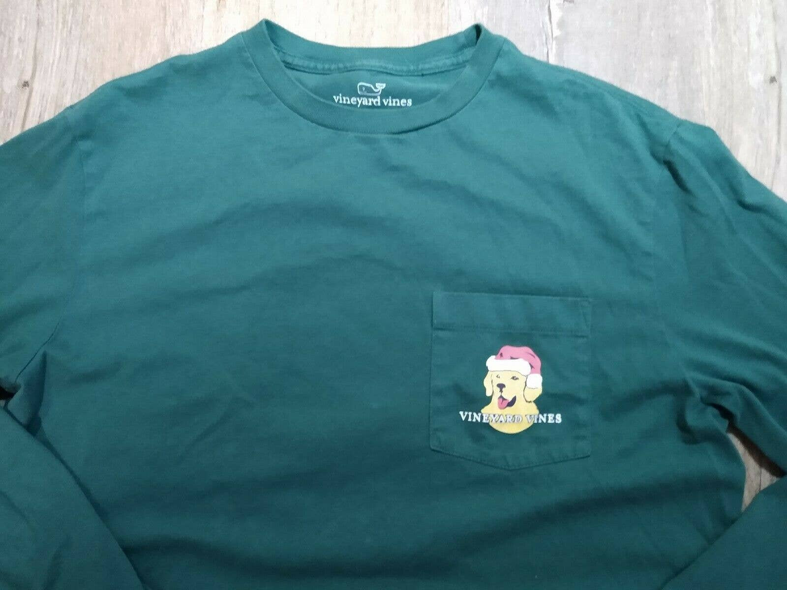Vineyard Vines Long Sleeve Green Christmas Shirt 2022 Vineyard Vines Mens Long Sleeve Green Holiday Santa Dog | Etsy