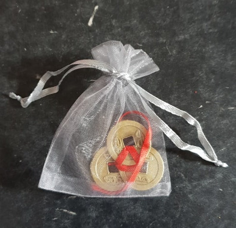 Good Luck Real 3 Chinese Coins With Red Ribbon Feng Shui Lucky Etsy