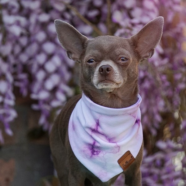 Bandana « Marbre lilas » | Écharpe pour chien | Réglable