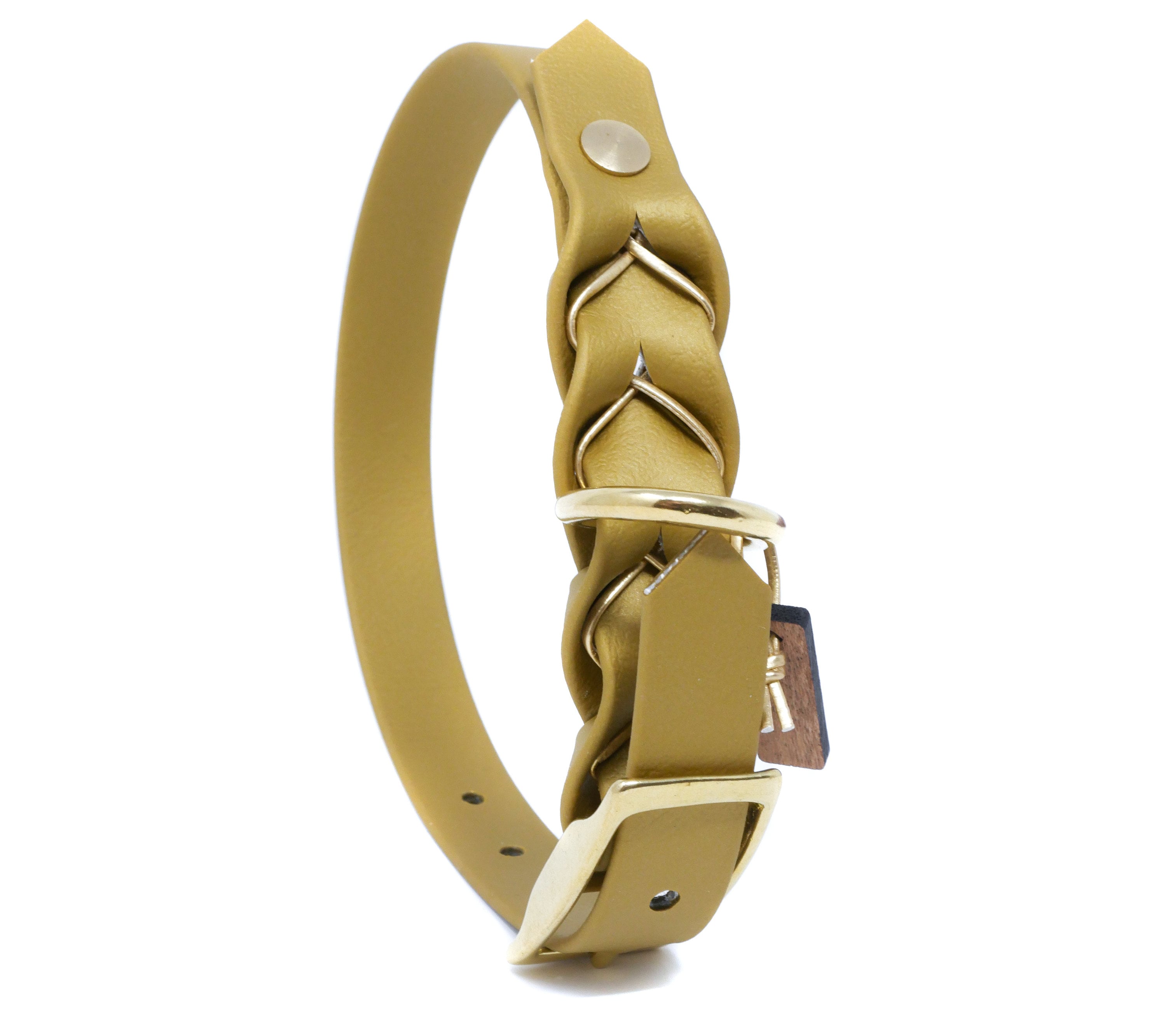 Hundehalsband Aus Biothane Gold – Wasserdicht, 25 Mm Breit, 60 Cm Lang, Mit US-Flagge, Made In France