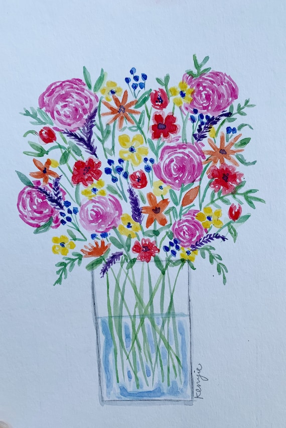 Water Color Flower Print/ Commission Etsy Water Color Flower Print/ Commission Etsy