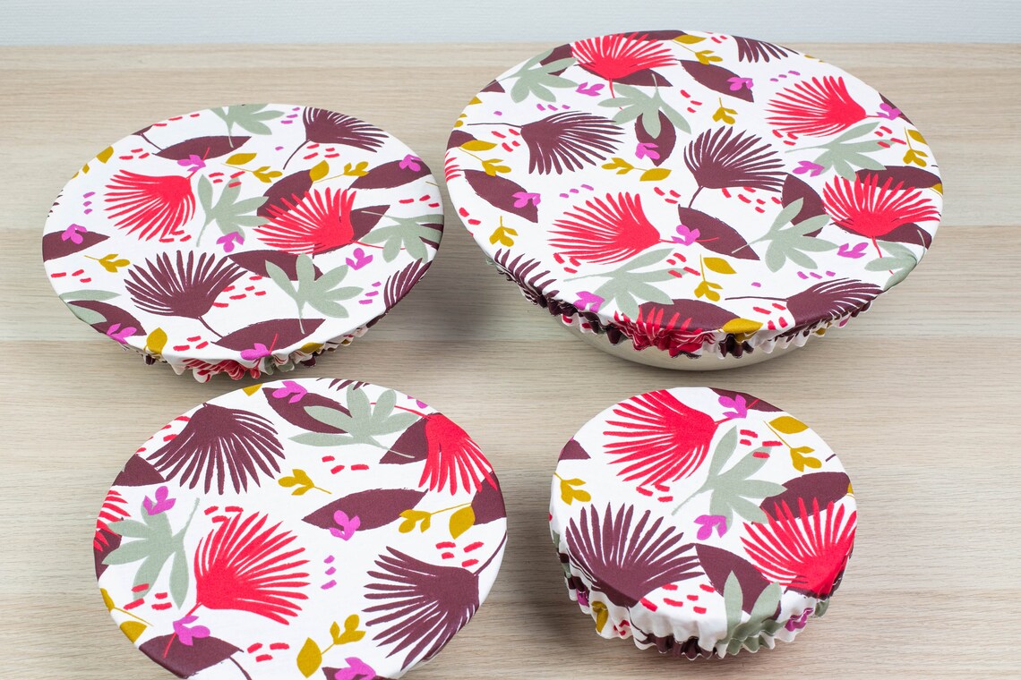 4xReusable food covers made from coated cotton. A set of cloth Etsy