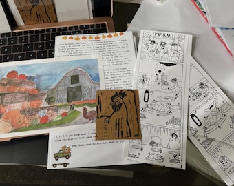 The Honeycomb Club- Monthly Snail Mail: Whimsical, Cozy,  5x7 Art Prints, Sticker and Letter