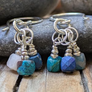 Chrysocolla and Sterling Silver Earrings