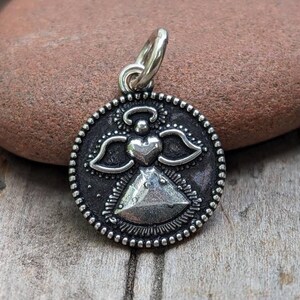 Angel Sterling Silver Charm, Angel with Heart Charm
