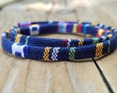 5mm Dark Blue Woven Cotton Cord, Native American Cord, Made in USA, Genuine Leather, Wrap Bracelets, Beading Supply