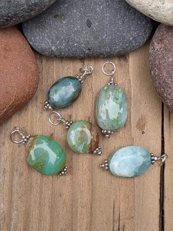Blue Peruvian Opal and Sterling Silver Charm | ONE Charm
