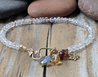 Rainbow Moonstone Bracelet with Sterling Silver Gold Vermeil