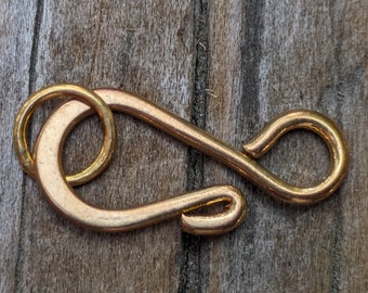 Bright Gold Brass Hook and Eye Clasp