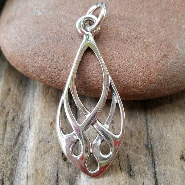 Celtic Weave Sterling Silver Charm, Chain Optional, Celtic Charms and Pendants, Beading Supply, Jewelry Supply