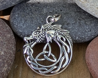 Sterling Silver Celtic Dragon Pendant