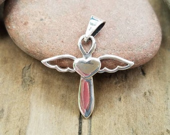 Angel with Heart Sterling Silver Charm