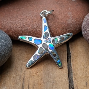 Abalone and Sterling Silver Starfish Pendant