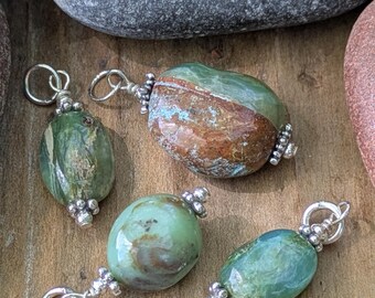 Blue Peruvian Opal and Sterling Silver Charm | ONE CHARM | Set THREE