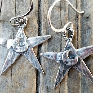 Moon and Star Sterling Silver Earrings