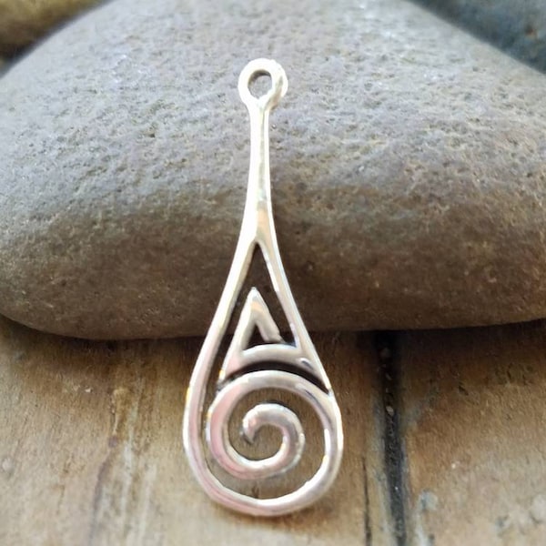 Celtic Sacred Spiral Sterling Silver Charm, Chain Optional, Celtic Charms and Pendants, Beading Supply, Jewelry Supply