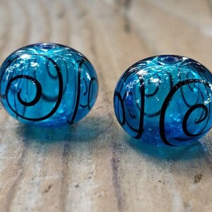 ONE Dark Blue Hollow Glass Bead, Artisan Blown Glass Bead
