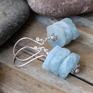 Aquamarine and Sterling Silver Earrings, March Birthstone