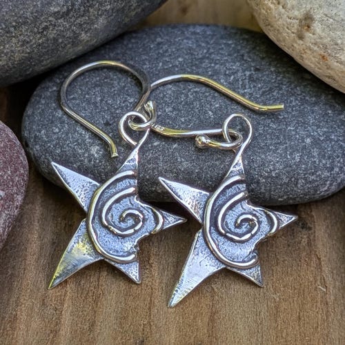 Artisan Spiral Star Sterling Silver Earrings