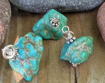Vintage Blue Turquoise and Sterling Silver Charm | ONE CHARM